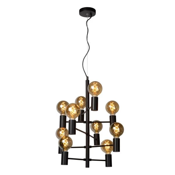 Lucide LEANNE - Lámpara colgante - Ø 65 cm - 10xE27 - Negro - detalle 4